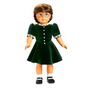 American Girl MOLLY Retired GREEN VELVET HOLIDAY CHRISTMAS DRESS Pleasant Comp